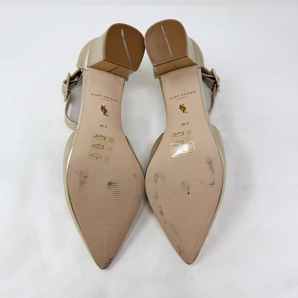 [Kurt Geiger] Gold Metallic Pointed Toe Block Heel Ankle Strap Heels 38.5 US 8 - Picture 10 of 10